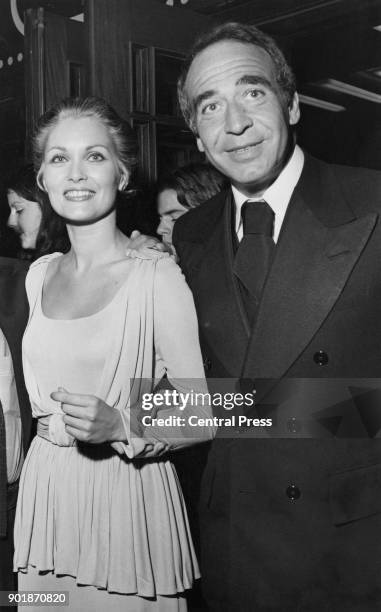 British actress Alexandra Bastedo attends the premiere of the film 'That's Entertainment!' at the Dominion in Tottenham Court Road, London, with her...