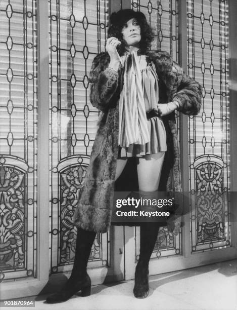 English actress Martine Beswick during the filming of 'Ultimo Tango a Zagarol' , a parady of the film 'Last Tango in Paris', circa 1973. The film is...