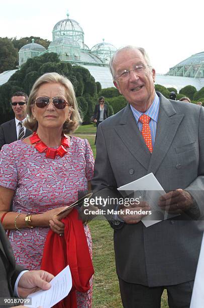King Albert and Queen Paola from Belgium take part in the celebration of Belgian Royal Marriages at Laeken Castle on August 30, 2009 in Laeken,...