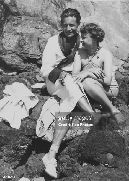 Welsh composer Ivor Novello and actress Edna Best on holiday in Madeira, March 1935.