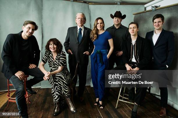Luca Marinelli, Anna Chancellor, Donald Sutherland, Hilary Swank, Brendan Fraser, Harris Dickinson and Michael Esper from FX's "Trust" pose for a...