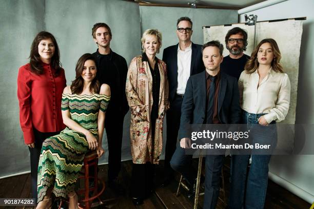 Lauren Shuler Donner, Aubrey Plaza, Dan Stevens, Jean Smart, John Cameron, Noah Hawley, Jemaine Clement and Rachel Keller from FX's "Legion" pose for...