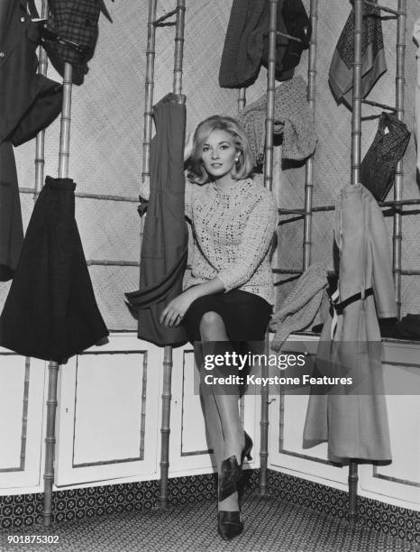 Italian actress Daniela Bianchi, star of the James Bond film 'From Russia With Love', visits a boutique in Rome, Italy, 27th November 1963.