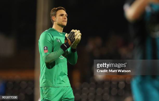 Alex McCarthy of Southampton during the Emirates FA Cup third round match between Fulham FC and Southampton FC at Craven Cottage on January 6, 2018...