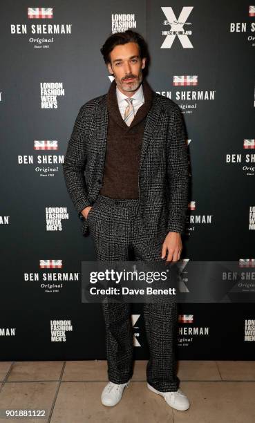 Richard Biedul attends the Ben Sherman AW18 LFWM runway show at Embankment Galleries, Somerset House on January 6, 2018 in London, England.