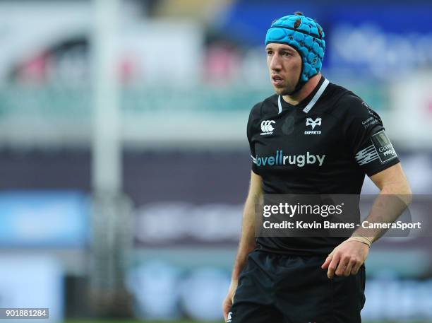 Ospreys' Justin Tipuric during the Guinness Pro14 Round 13 match between Ospreys and Cardiff Blues at Liberty Stadium on January 6, 2018 in Swansea,...