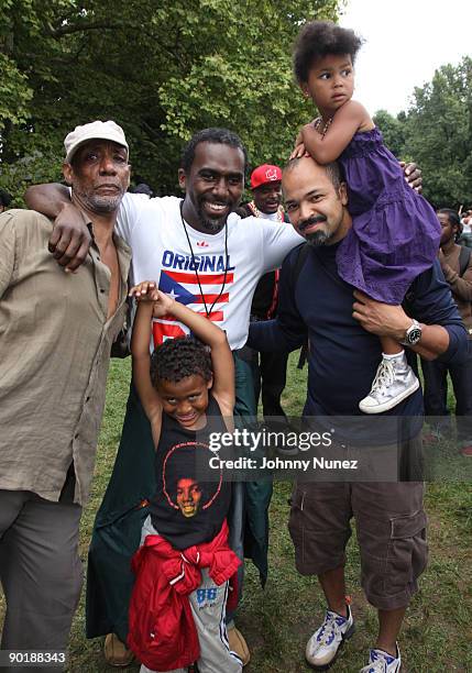 Thomas Jefferson Byrd, Gano Grills, Jeffrey Wright and Jeffrey Wright's kids attend Michael Jackson's 51st birthday celebration in Prospect Park on...