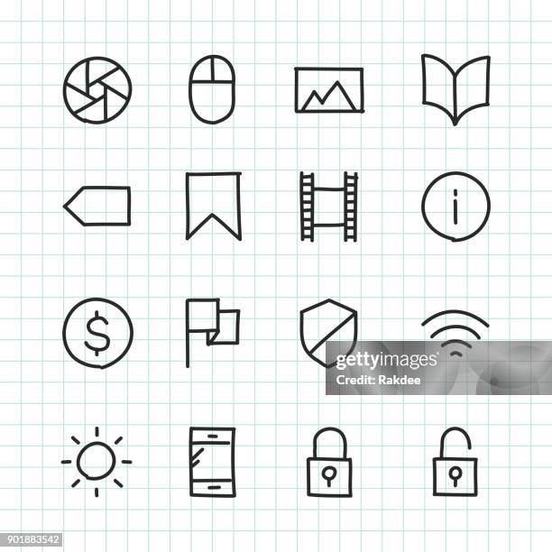basic icon set 3 - hand drawn series - hand opening shutter stock illustrations