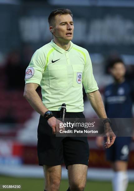 Referee Michael Salisbury in action during the Sky Bet League One match between Northampton Town and Southend United at Sixfields on January 6, 2018...