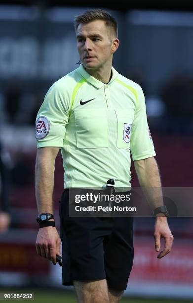 Referee Michael Salisbury in action during the Sky Bet League One match between Northampton Town and Southend United at Sixfields on January 6, 2018...