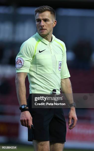 Referee Michael Salisbury in action during the Sky Bet League One match between Northampton Town and Southend United at Sixfields on January 6, 2018...