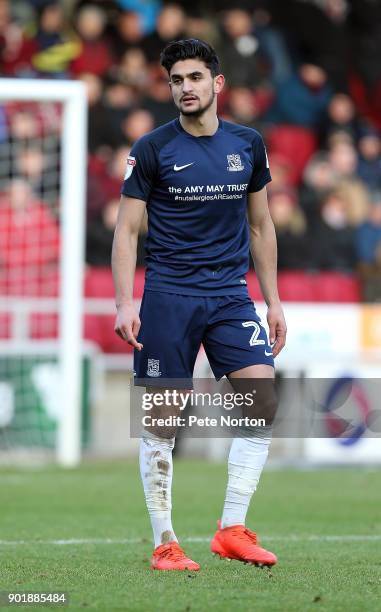 Harry Kyprianou of Southend United in action during the Sky Bet League One match between Northampton Town and Southend United at Sixfields on January...