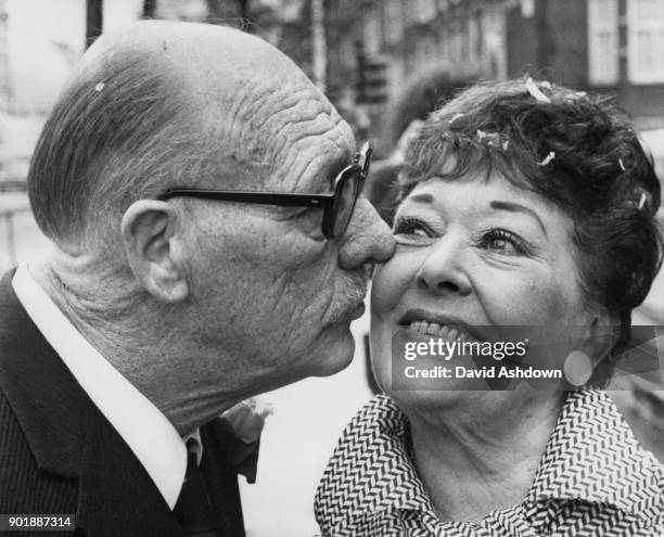 English actress Chili Bouchier after her wedding to Australian film director Bluey Hill at Marylebone Register Office in London, 1st April 1977. Hill...
