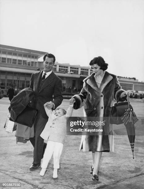 Italian actress Lucia Bosè visits Rome, Italy, with her husband, bullfighter Luis Miguel Dominguin and their son Miguel, March 1958. Miguel grew up...