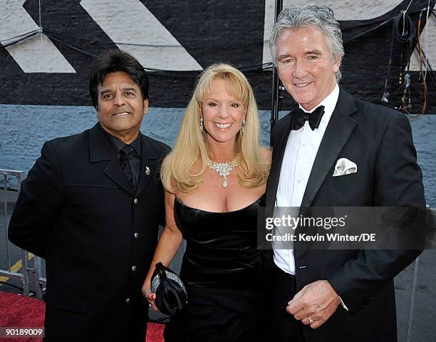 Personalities Laura McKenzie, Erik Estrada and actor Patrick Duffy arrive at the 36th Annual Daytime Emmy Awards at The Orpheum Theatre on August 30,...