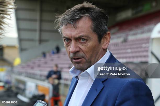 Southend United manager Phil Brown looks on prior to the Sky Bet League One match between Northampton Town and Southend United at Sixfields on...