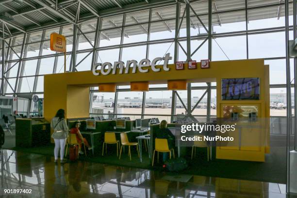 Inside the Terminal of Brussels Airport also called Brussels/Bruxelles Nationaal or Zavantem. It is the country's largest airport and one of the 2...