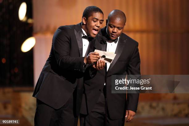 Actors Chris and Kyle Massey present the Emmy for Outstanding Performer in a Children's Series during the 36th Annual Daytime Emmy Awards at The...