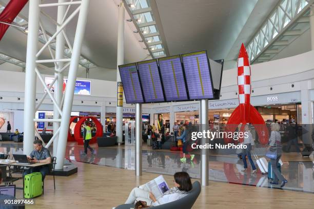 Inside the Terminal of Brussels Airport also called Brussels/Bruxelles Nationaal or Zavantem. It is the country's largest airport and one of the 2...
