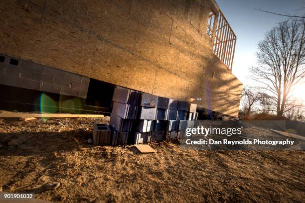 building materials at construction site - solid foundations stock pictures, royalty-free photos & images