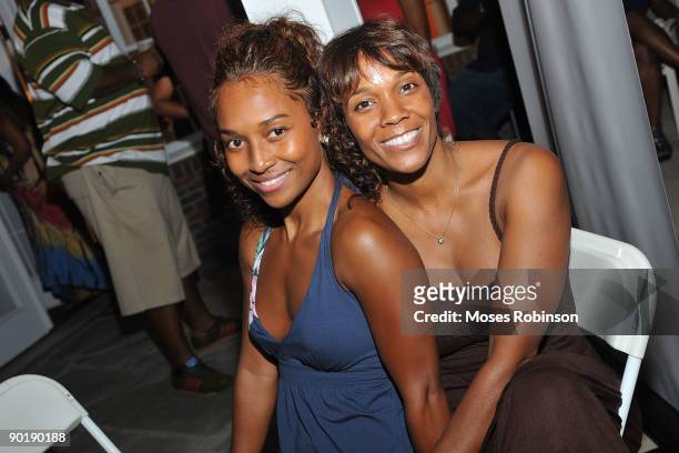 Recording artist Rozonda "Chilli" Thomas and Her sister attend Terri J. Vaughn's birthday party at a Private Residence on August 29, 2009 in Atlanta,...
