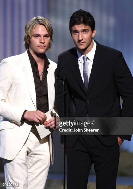 Actors Van Hansis and Jake Silbermann present the Emmy for Outstanding Supporting Actress in a Drama Series during the 36th Annual Daytime Emmy...
