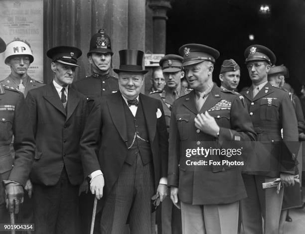 General Dwight D. Eisenhower receives the Freedom of the City of London, in the presence of British Prime Minister Winston Churchill , UK, 12th June...