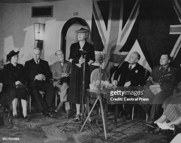 Clementine Churchill , the wife of Prime Minister Winston Churchill, re-opens a club for the New Zealand forces in London during World War II, 9th...
