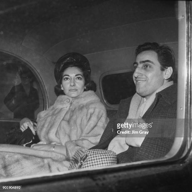 Opera singer Maria Callas leaves the Royal Opera House in Covent Garden after rehearsals for 'Tosca', her' first stage appearance after a long...