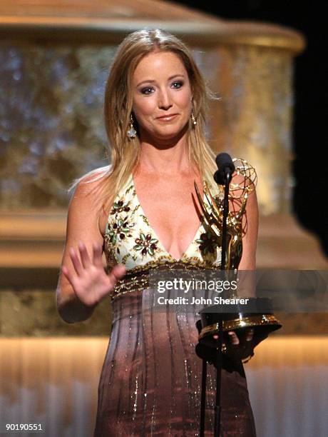 Actress Susan Haskell accepts the Emmy for Lead Actress in a Drama Series during the 36th Annual Daytime Emmy Awards at The Orpheum Theatre on August...