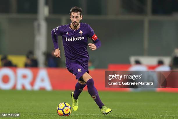 Davide Astori of ACF Fiorentina in action during the serie A match between ACF Fiorentina and FC Internazionale at Stadio Artemio Franchi on January...