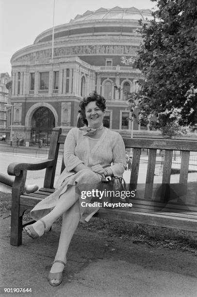 English contralto Anne Collins in front of the Royal Albert Hall in London, after leading the singing at the Last Night of the Proms, 15th September...