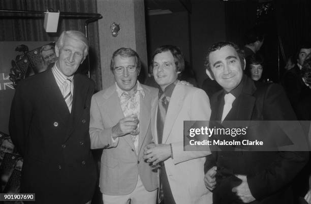 American singer Perry Como launches his new album 'The Best of British' at the Cafe Royal in London, 20th October 1977. With him are British...