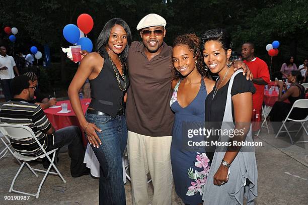 Guest, Will Packer, Rozonda "Chilli" Thomas and Malinda Williams attend Terri J. Vaughn's birthday party at a Private Residence on August 29, 2009 in...