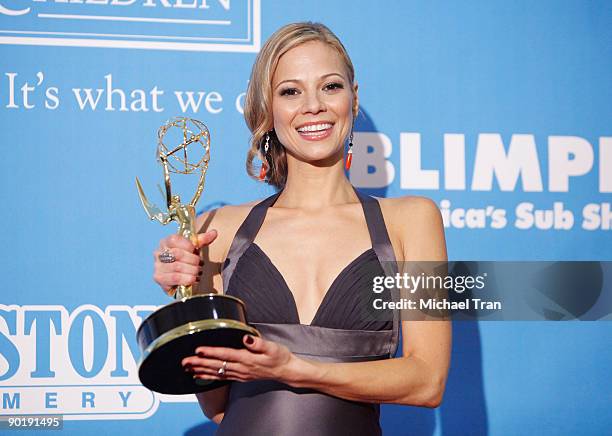 Tamara Braun, winner of the Emmy for Outstanding Supporting Actress in a Drama Series, poses in the press room at the 36th Annual Daytime Emmy Awards...