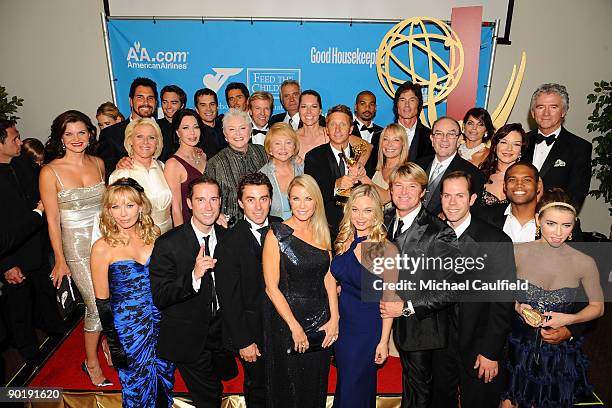 The cast and crew of 'The Bold and the Beautiful', winner of the Emmy for Outstanding Drama Series, pose in the press room at the 36th Annual Daytime...