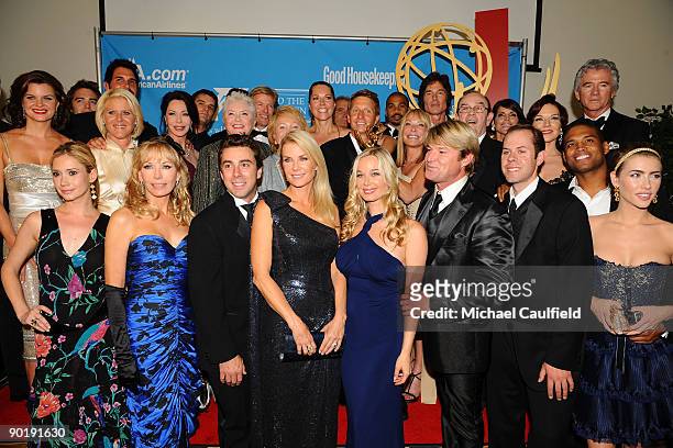 The cast and crew of 'The Bold and the Beautiful', winner of the Emmy for Outstanding Drama Series, pose in the press room at the 36th Annual Daytime...