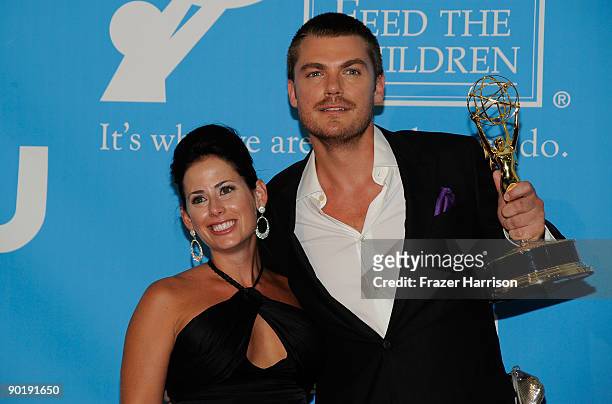 Actor Jeff Branson and guest pose in the press room at the 36th Annual Daytime Emmy Awards at The Orpheum Theatre on August 30, 2009 in Los Angeles,...