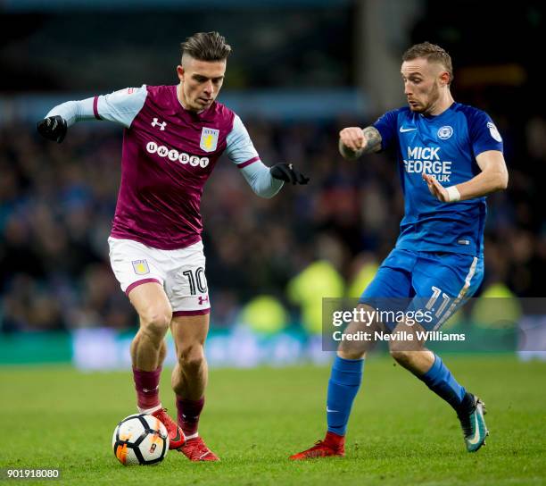 Jack Grealish of Aston Villa during the The Emirates FA Cup Third Round match between Aston Villa and Peterborough United at Villa Park on January...