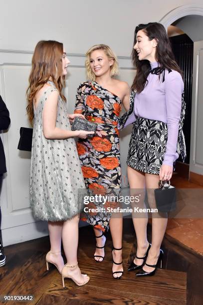 Kaitlyn Dever, Olivia Holt and Crystal Reed attend Lynn Hirschberg Celebrates W Magazine's It Girls With Dior at A.O.C on January 6, 2018 in Los...