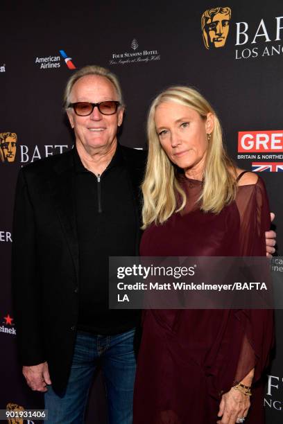 Peter Fonda and Parky Fonda attend The BAFTA Los Angeles Tea Party at Four Seasons Hotel Los Angeles at Beverly Hills on January 6, 2018 in Los...