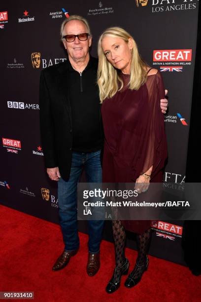 Peter Fonda and Parky Fonda attend The BAFTA Los Angeles Tea Party at Four Seasons Hotel Los Angeles at Beverly Hills on January 6, 2018 in Los...