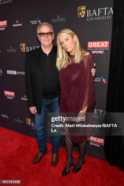 Peter Fonda and Parky Fonda attend The BAFTA Los Angeles Tea Party at Four Seasons Hotel Los Angeles at Beverly Hills on January 6, 2018 in Los...