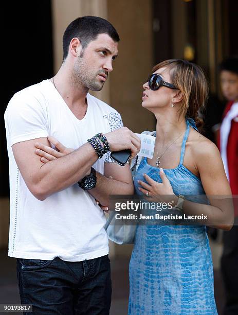 Maksim Chmerkovskiy and Karina Smirnoff sighting at the Grove on August 30, 2009 in Los Angeles, California.