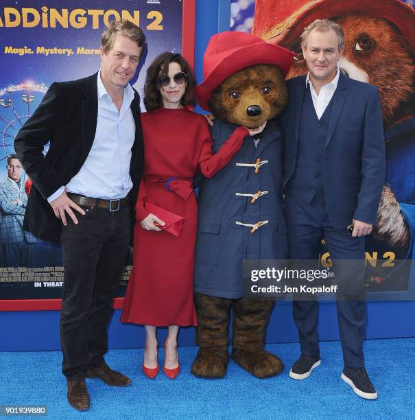 Hugh Grant, Sally Hawkins and Hugh Bonneville attend the Los Angeles Premiere "Paddington 2" at Regency Village Theatre on January 6, 2018 in...