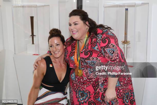 Tatyana McFadden and Chrissy Metz attend GOLD MEETS GOLDEN: The 5th Anniversary Refreshed by Coca-Cola, Globes Weekend Gets Sporty with Nicole Kidman...