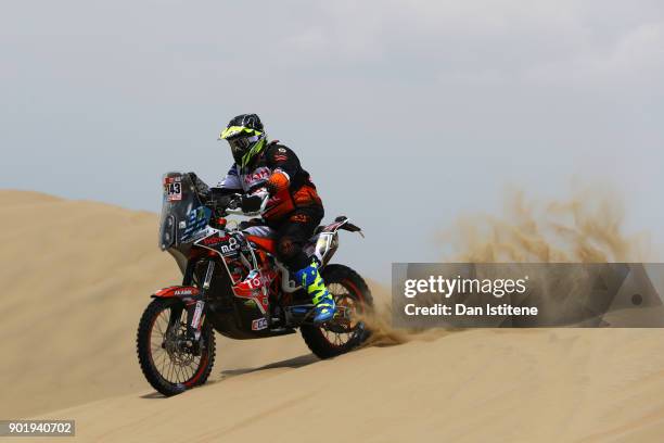 Alvaro Coppola of Uruguay and Team Laurent Lazard rides a KTM 450 Rally bike in the Classe 2.2 : Marathon during stage one of the 2018 Dakar Rally...