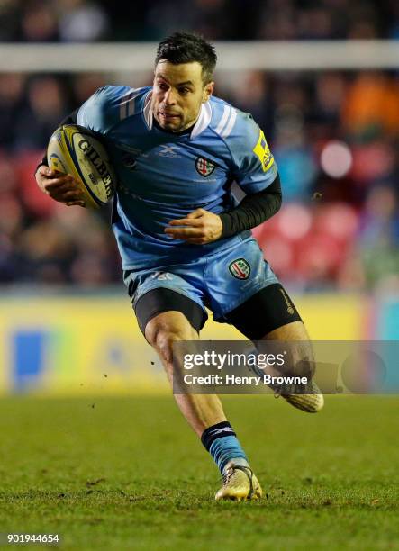 James Marshall of London Irish during the Aviva Premiership match between Leicester Tigers and London Irish at Welford Road on January 6, 2018 in...