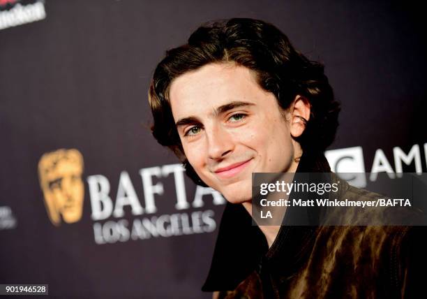 Timothee Chalamet attends The BAFTA Los Angeles Tea Party at Four Seasons Hotel Los Angeles at Beverly Hills on January 6, 2018 in Los Angeles,...