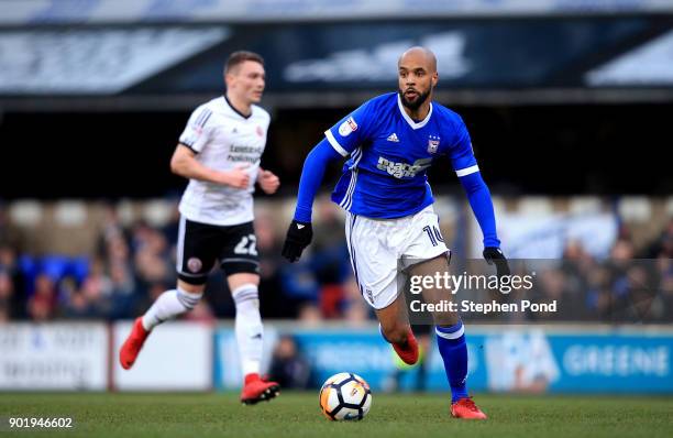 David McGoldrick of Ipswich Town during the Emirates FA Cup third round match between Ipswich Town and Sheffield United at Portman Road on January 6,...